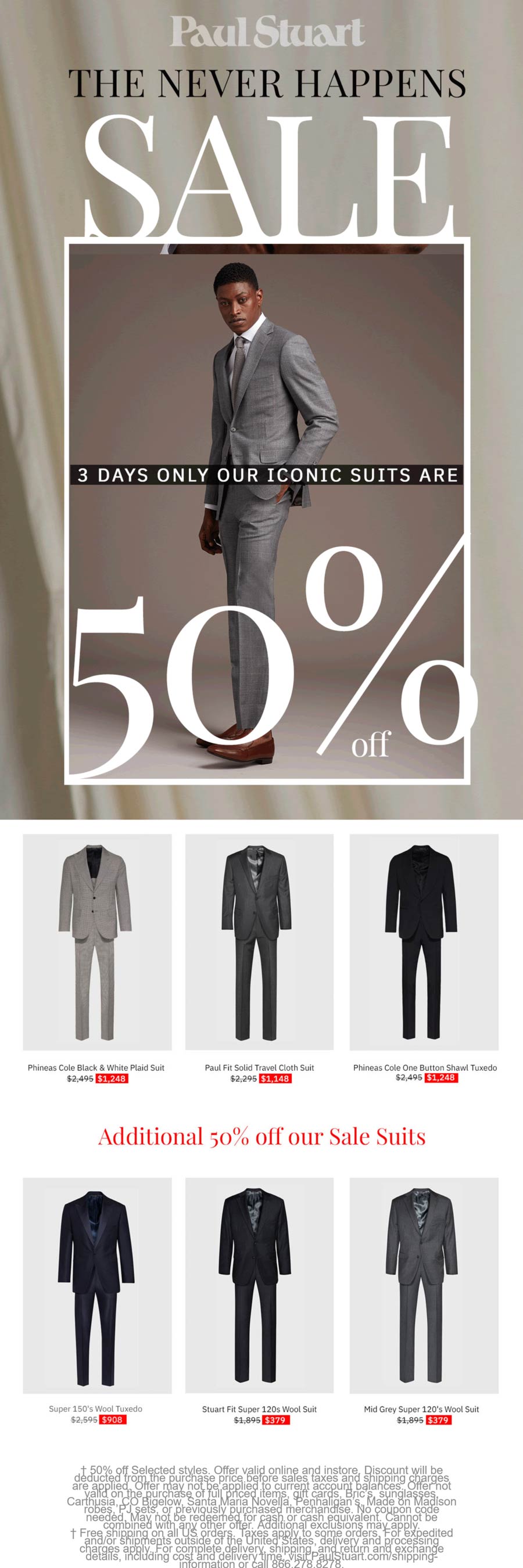 Paul Stuart stores Coupon  50% off suits at Paul Stuart, ditto online #paulstuart 