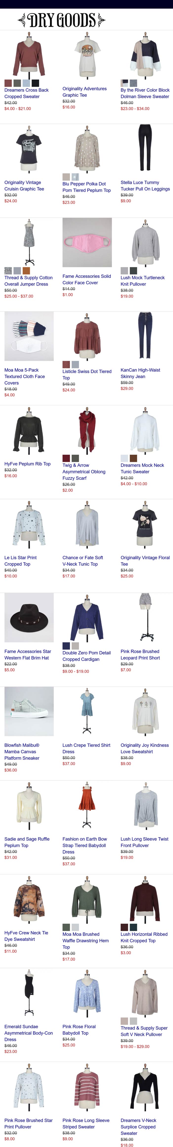 Dry Goods stores Coupon  50-80% off sale going on at Dry Goods, ditto online #drygoods 