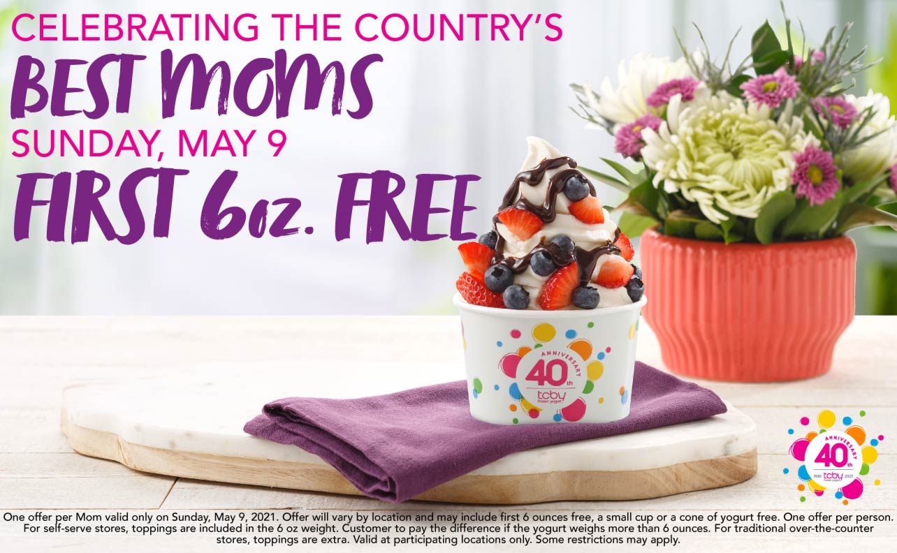 TCBY restaurants Coupon  Free frozen yogurt for Mom the 9th at TCBY #tcby 