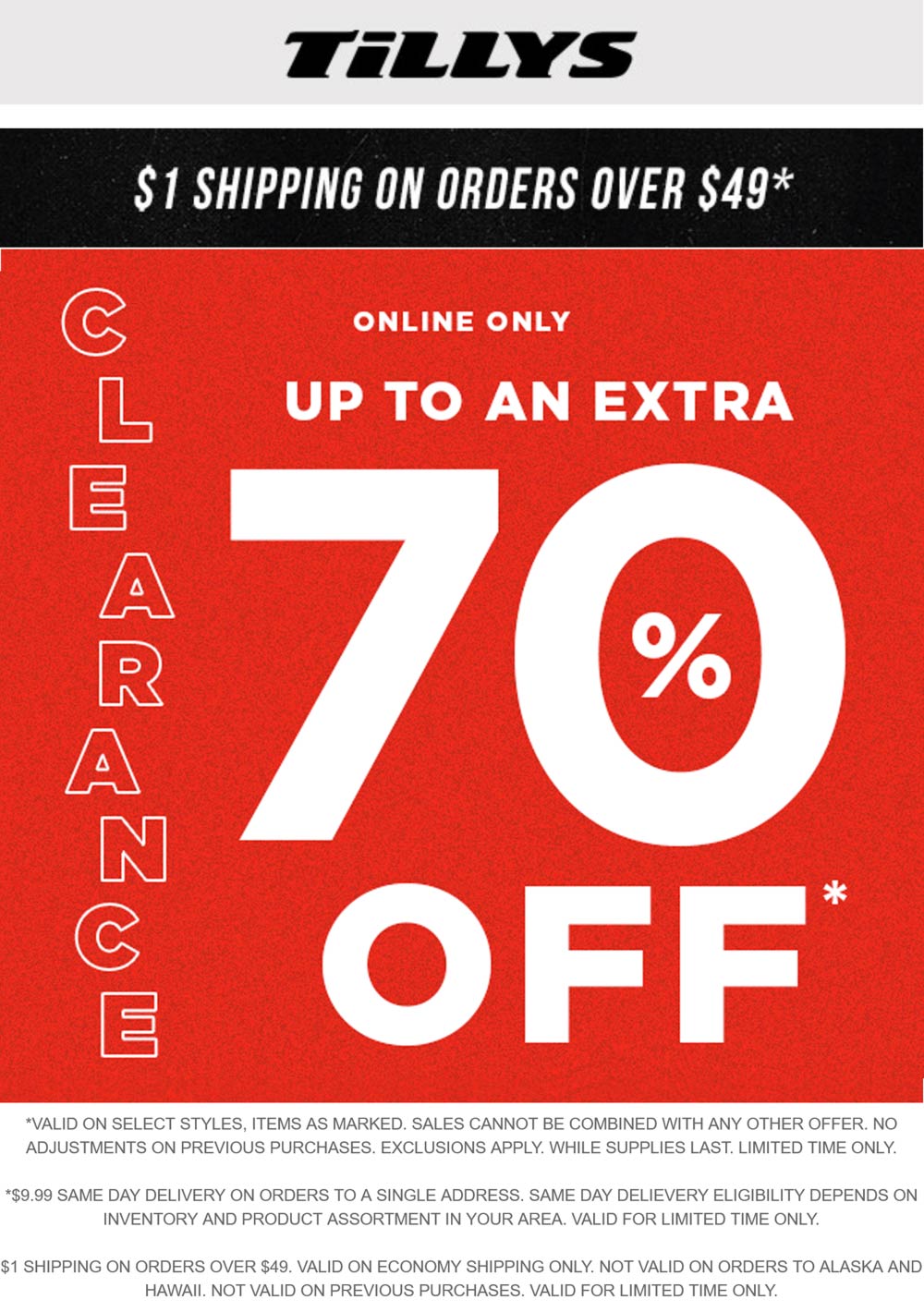 Tillys stores Coupon  70% off clearance online at Tillys #tillys 