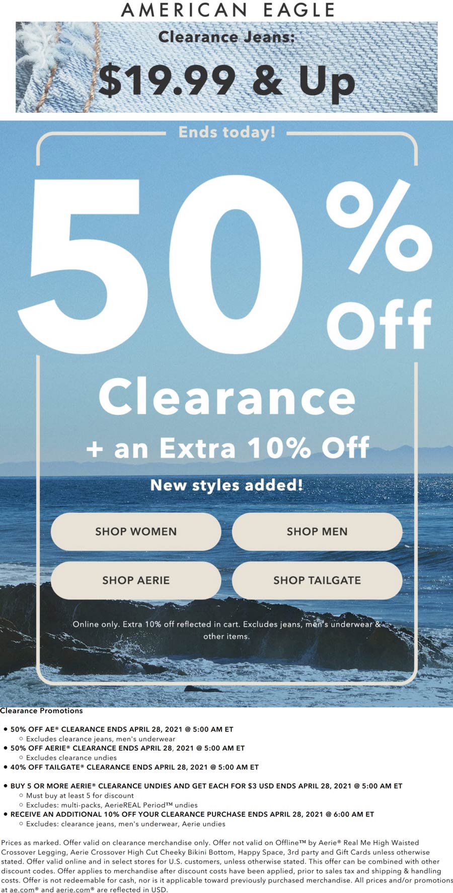 American Eagle stores Coupon  Extra 60% off clearance online today at American Eagle #americaneagle 