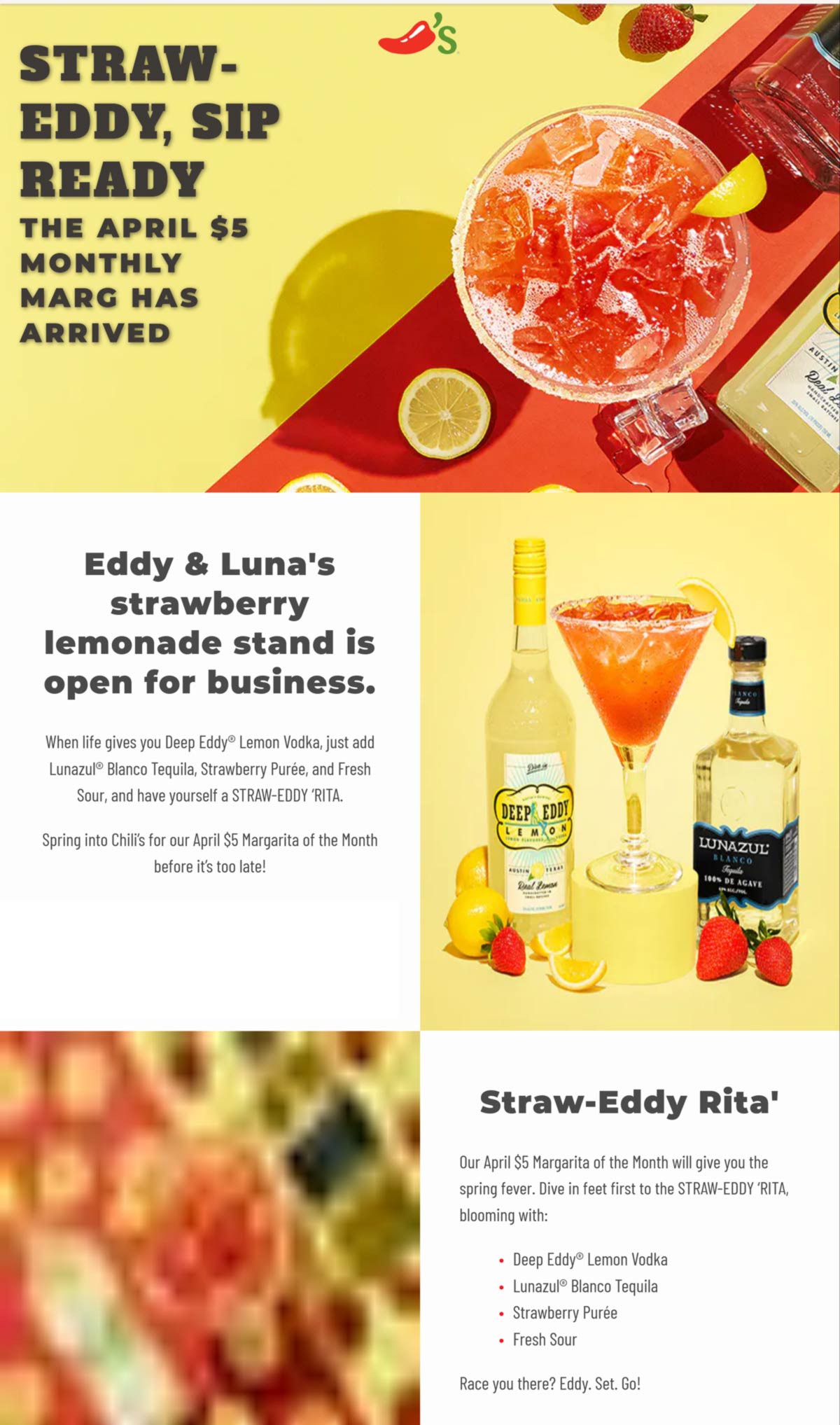 5 straweddy margaritas all month at Chilis restaurants chilis The