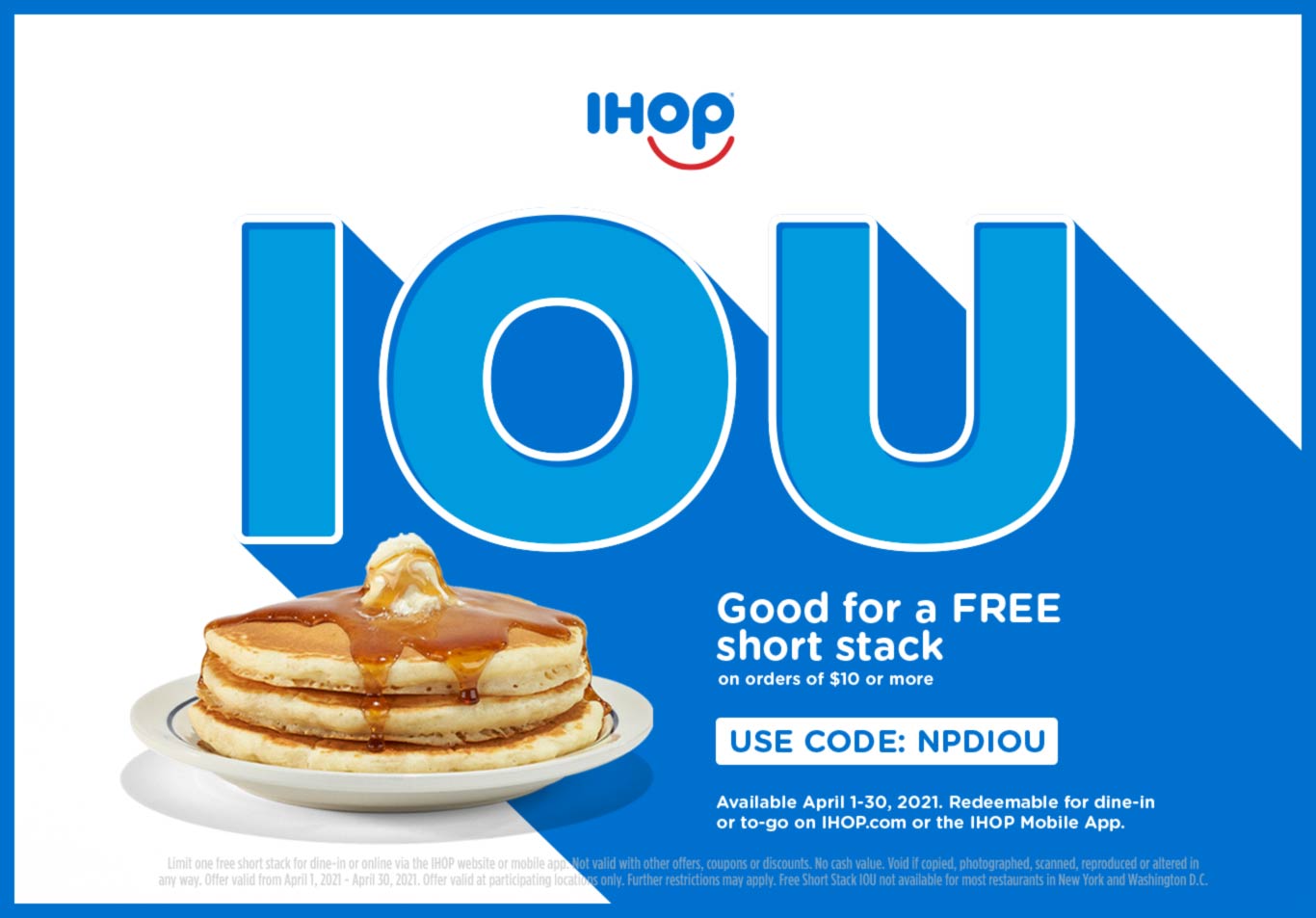 IHOP restaurants Coupon  Free pancakes all month with $10 spent at IHOP #ihop 