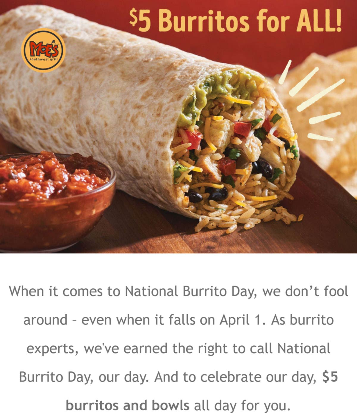 5 burritos today at Moes Southwest Grill moessouthwestgrill The