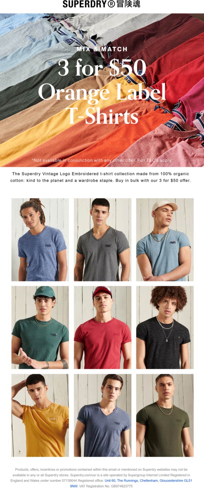 Superdry stores Coupon  Mix & match t-shirts 3 for $50 at Superdry #superdry 