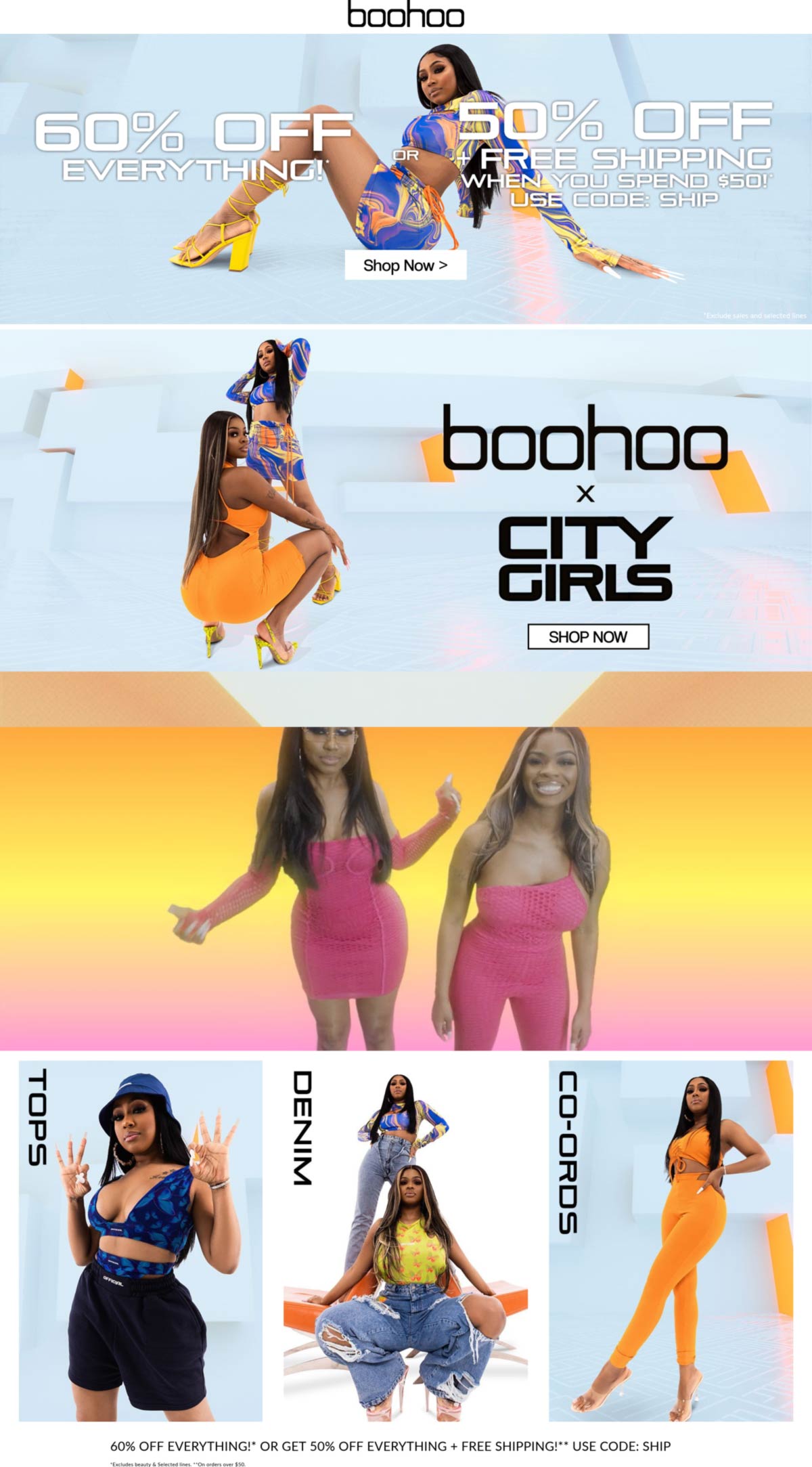 boohoo stores Coupon  60% off everything at boohoo via promo code SHIP #boohoo 