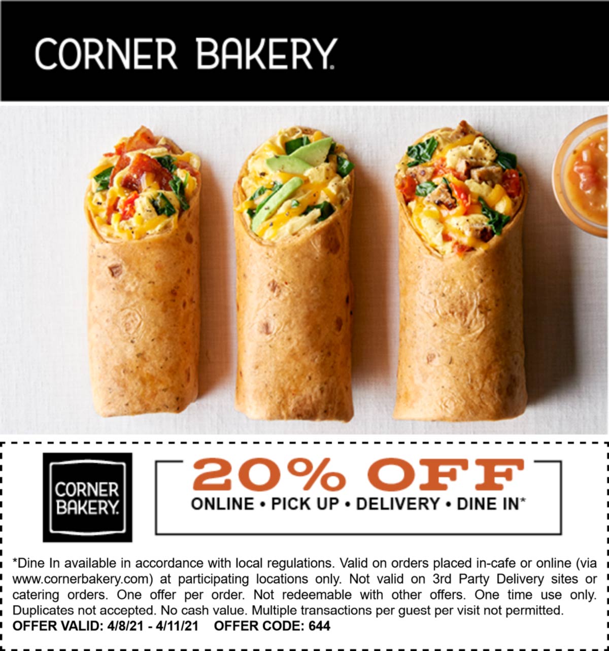 20 off at Corner Bakery Cafe restaurants cornerbakery The Coupons App®