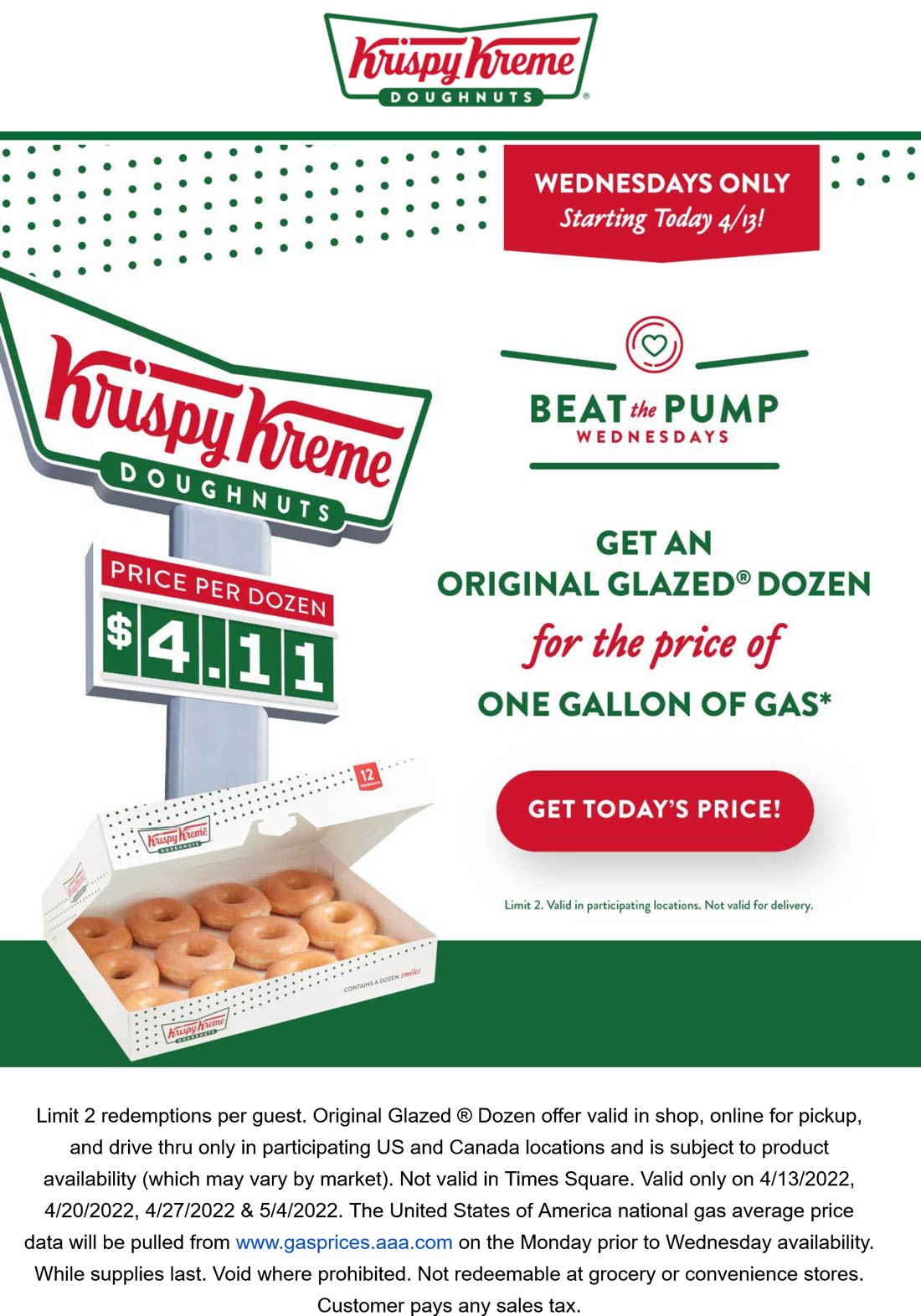 Krispy Kreme restaurants Coupon  $4.11 dozen doughnuts Wednesdays at Krispy Kreme #krispykreme 