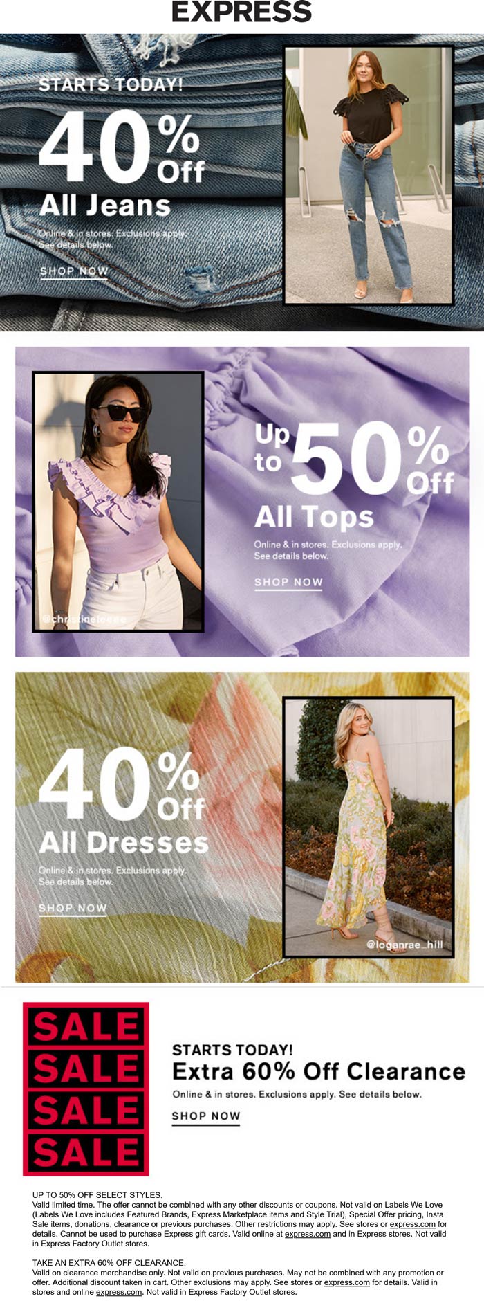 Express coupons & promo code for July 2025