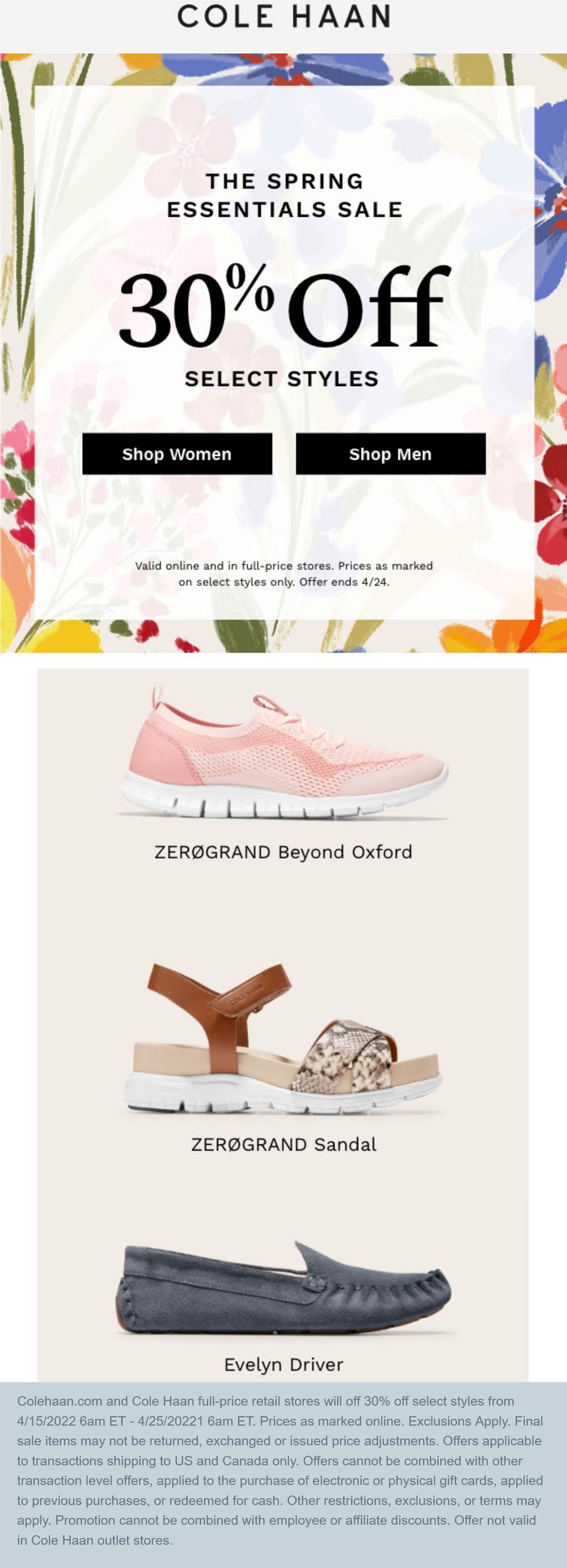 Cole Haan stores Coupon  30% off at Cole Haan shoes, ditto online #colehaan 