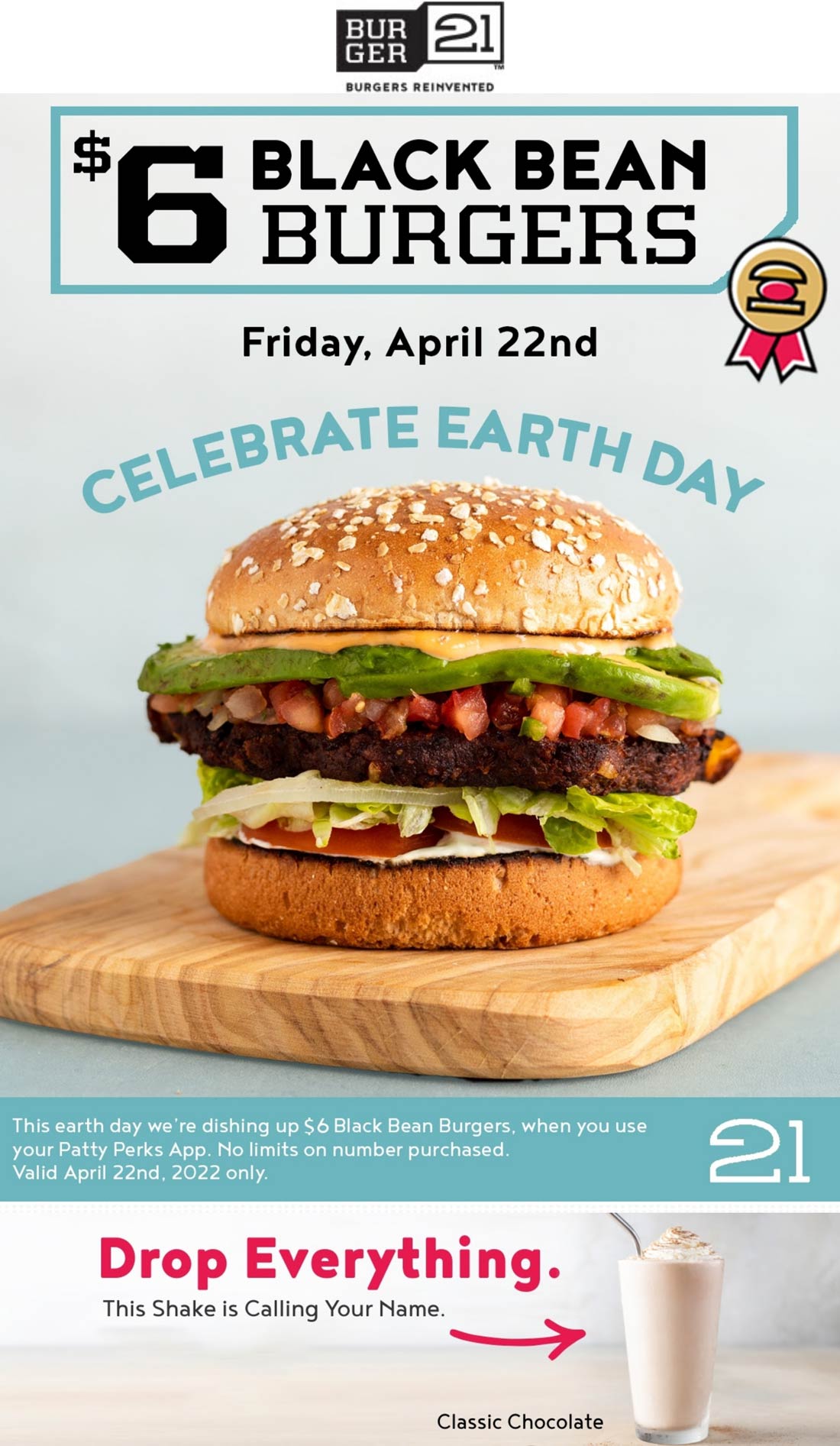 Burger 21 restaurants Coupon  $6 black bean vegan burgers Friday at Burger 21 restaurants #burger21 