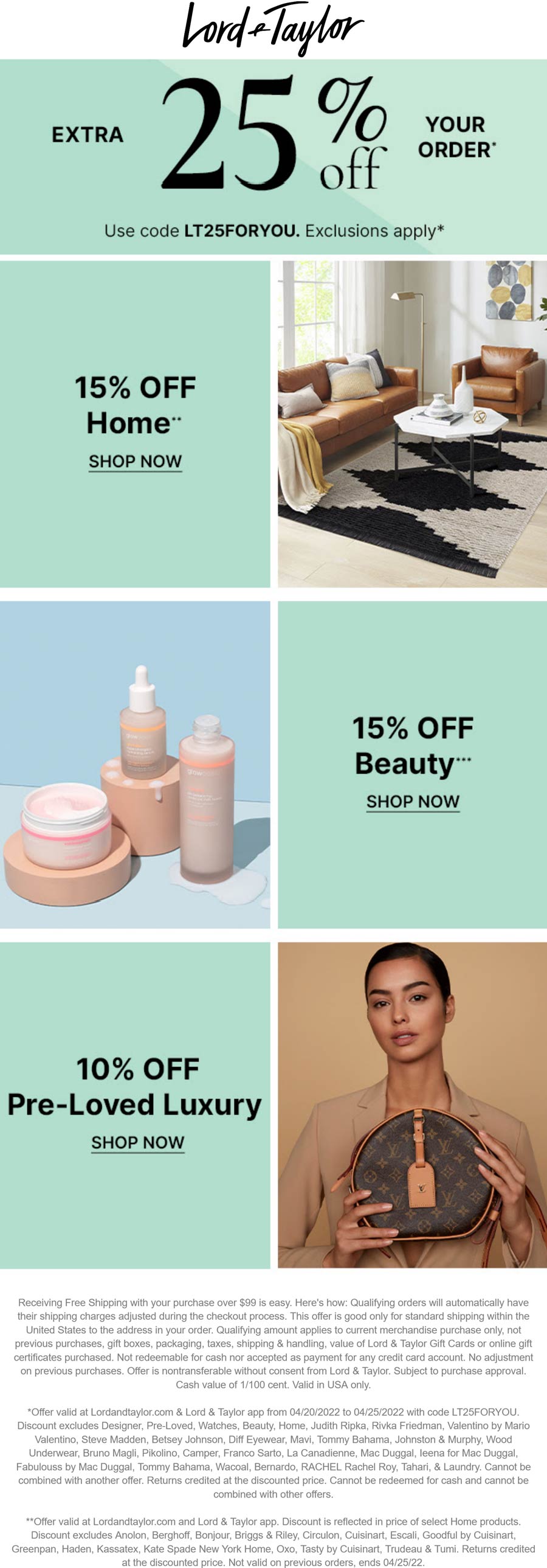 Lord & Taylor stores Coupon  Extra 25% off at Lord & Taylor via promo code LT25FORYOU #lordtaylor 