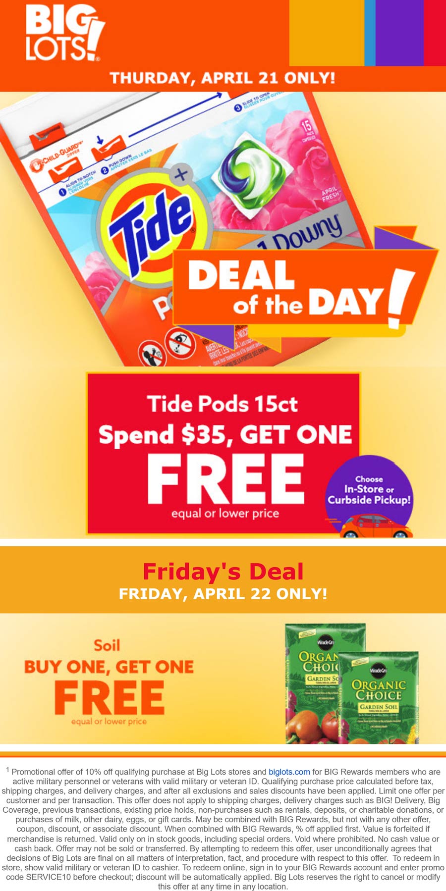 Big Lots stores Coupon  Free tide pods on $35 today at Big Lots #biglots 