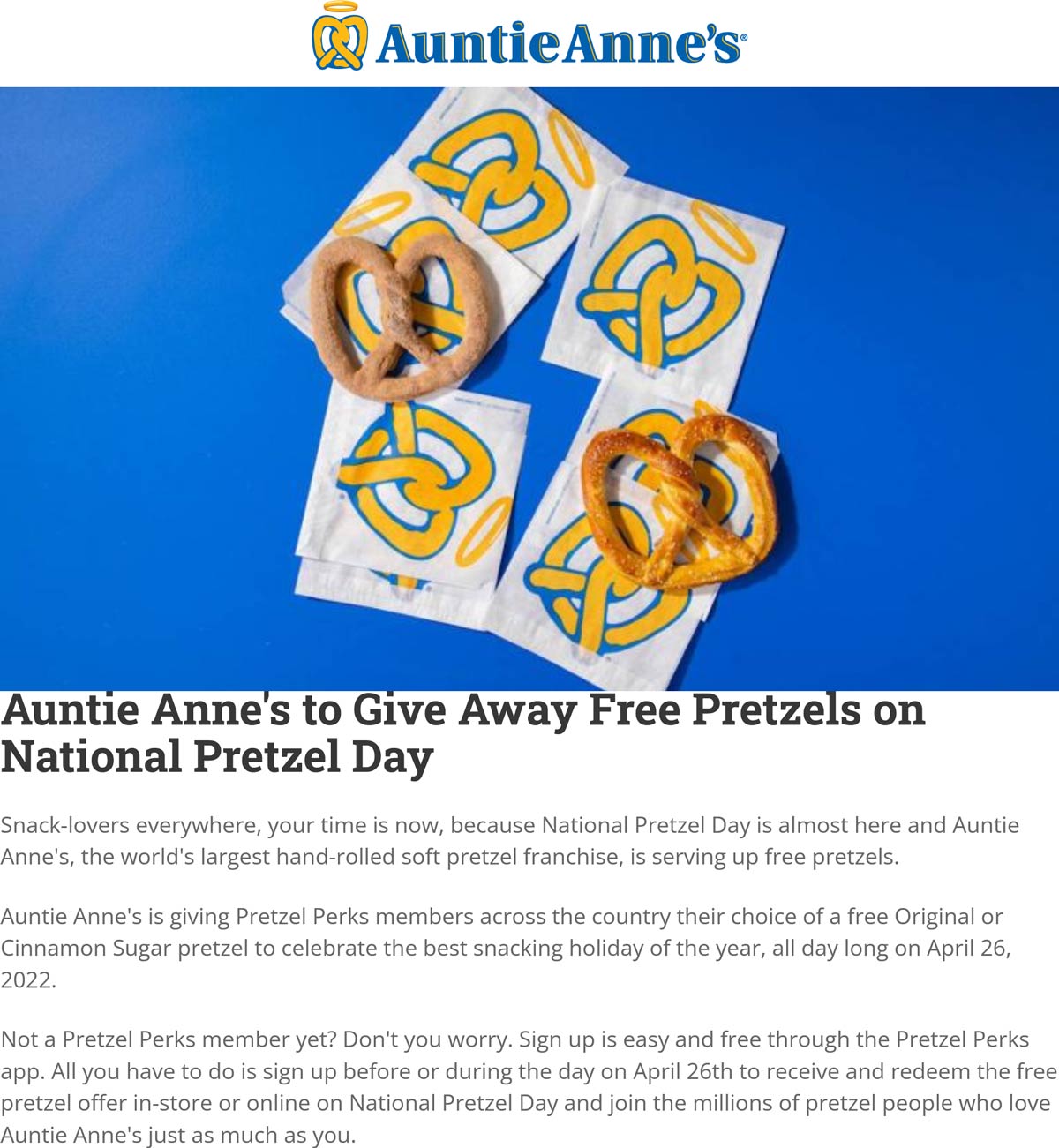 Auntie Annes stores Coupon  Free pretzel Tuesday at Auntie Annes #auntieannes 
