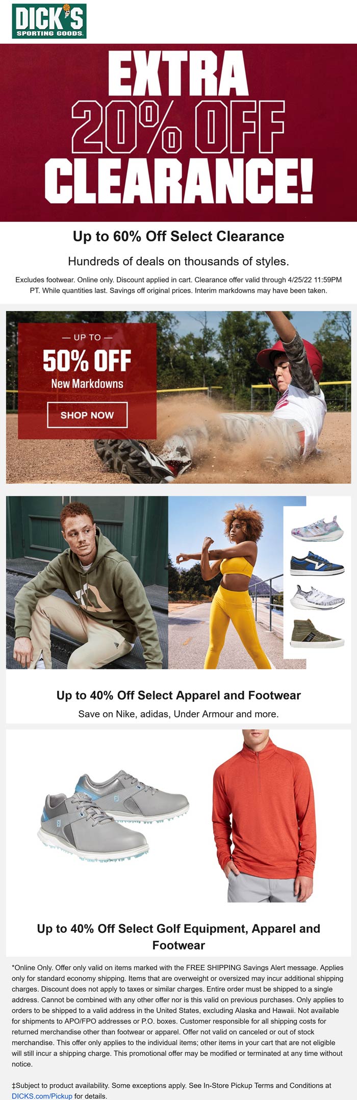 Dicks stores Coupon  Extra 20% off clearance & more online at Dicks #dicks 