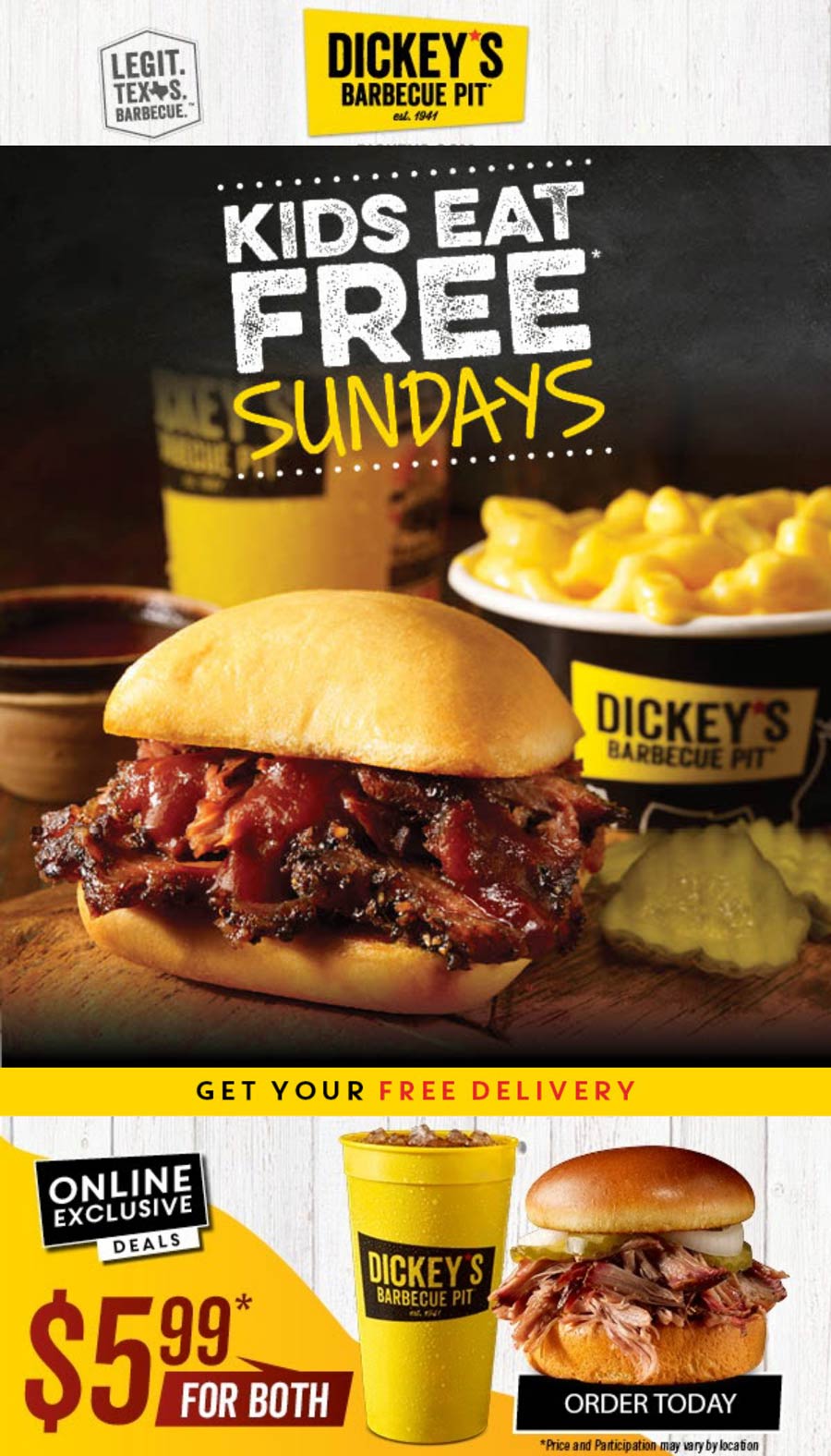Dickeys Barbecue Pit restaurants Coupon  Kids eat free today at Dickeys Barbecue Pit #dickeysbarbecuepit 