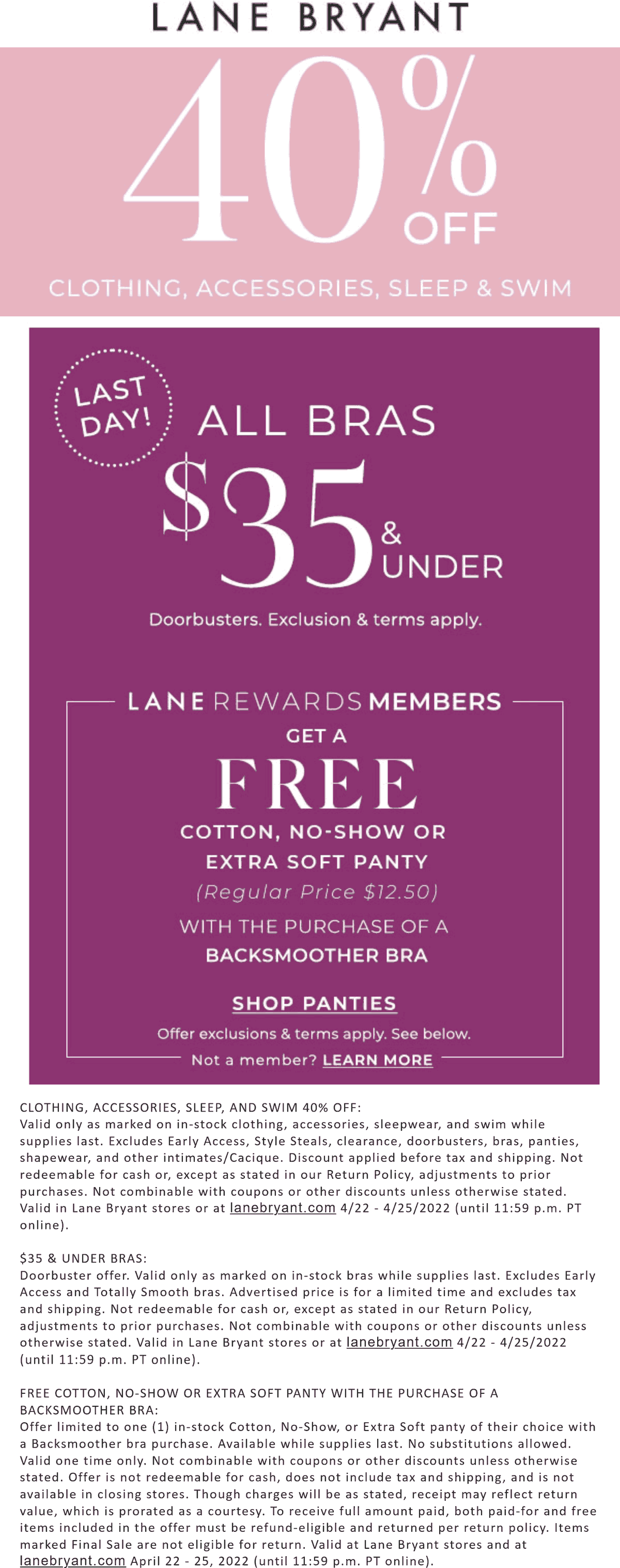 Lane Bryant stores Coupon  40% off today at Lane Bryant, ditto online #lanebryant 