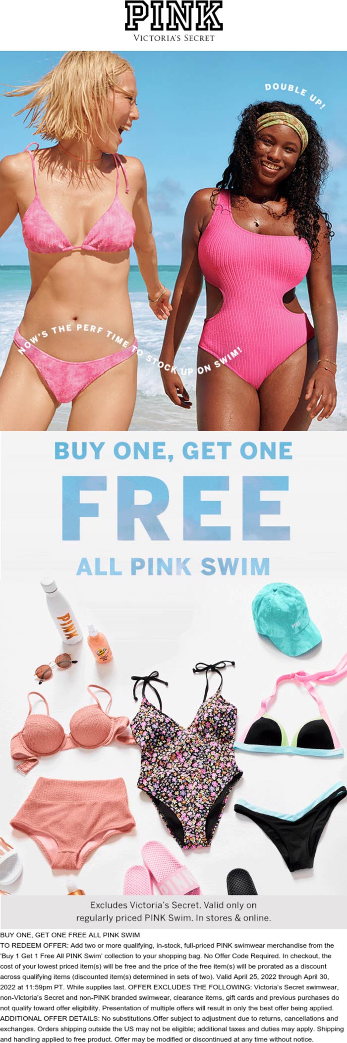 PINK stores Coupon  Second swim free online at PINK #pink 