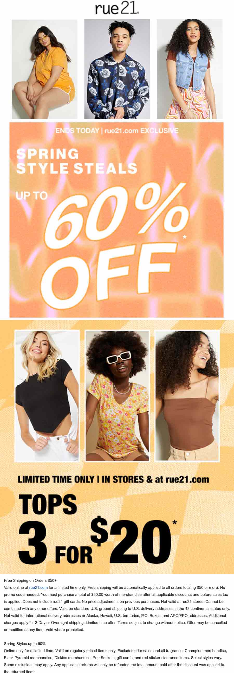 rue21 stores Coupon  Tops are 3 for $20 at rue21, ditto online #rue21 