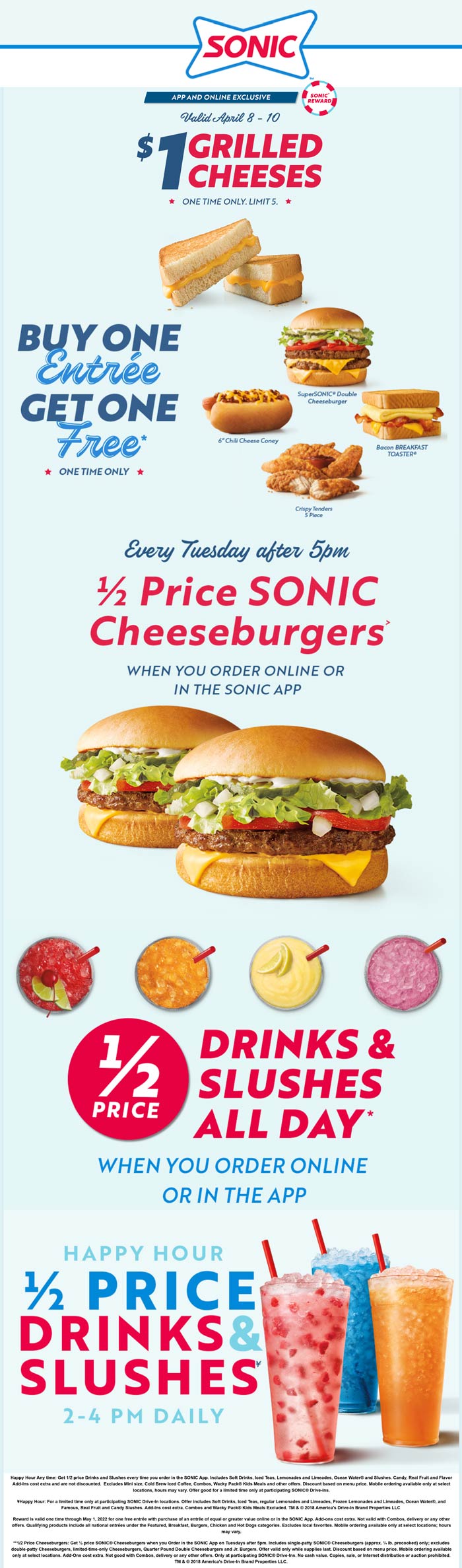 Sonic Drive-In restaurants Coupon  $1 grilled cheese sandwich & more online at Sonic Drive-In #sonicdrivein 