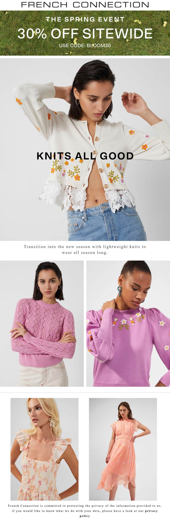 French Connection stores Coupon  30% off everything online at French Connection via promo code BLOOM30 #frenchconnection 