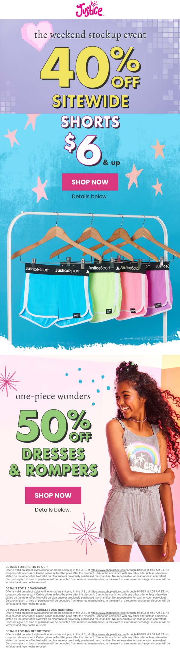 Justice stores Coupon  40% off everything & more at Justice #justice 