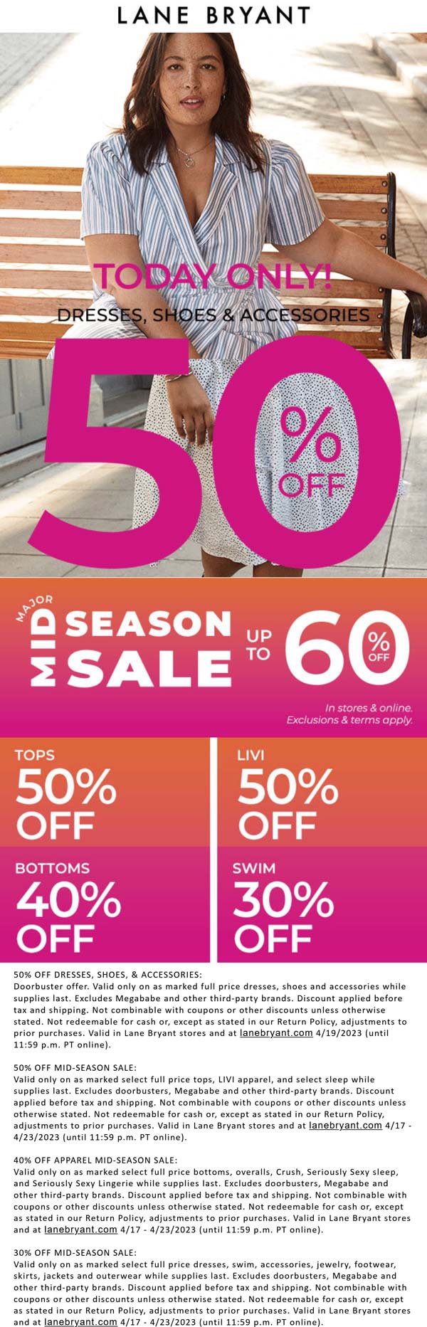 Lane Bryant stores Coupon  50% off dresses shoes & more today at Lane Bryant #lanebryant 