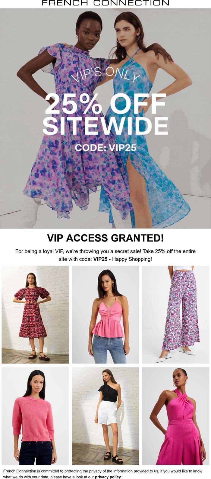 French Connection stores Coupon  25% off everything online at French Connection via promo code VIP25 #frenchconnection 