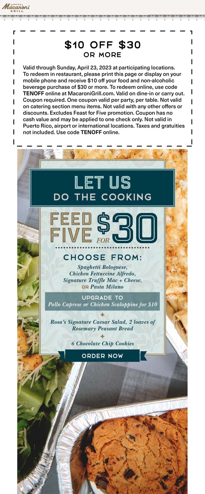 Macaroni Grill restaurants Coupon  Feed 5 for $30 & $10 off $30 today at Macaroni Grill restaurants #macaronigrill 