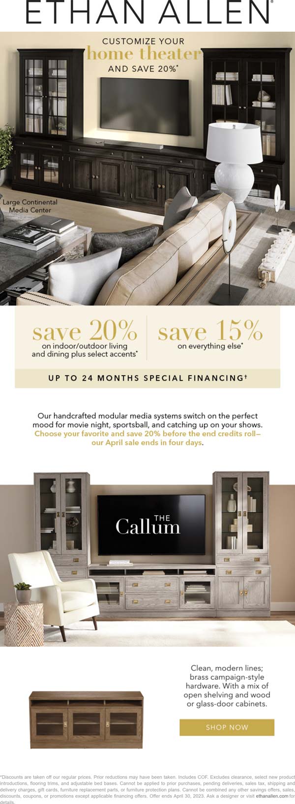 Ethan Allen stores Coupon  15-20% off everything at Ethan Allen #ethanallen 