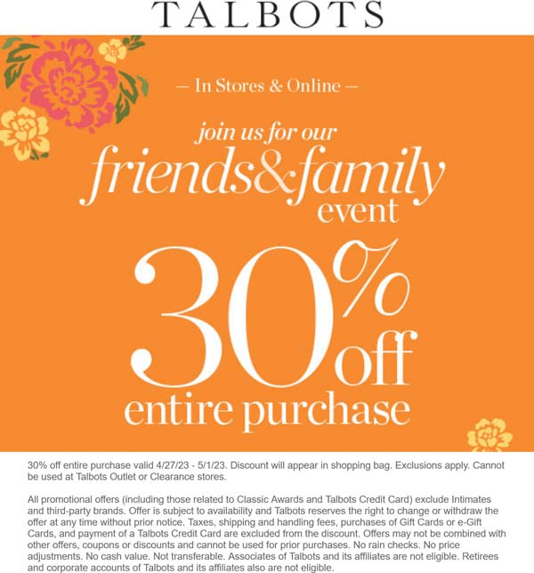Talbots stores Coupon  30% off everything at Talbots #talbots 