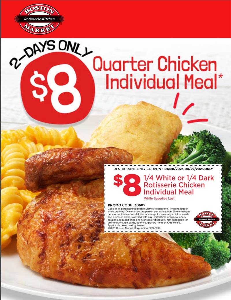Boston Market restaurants Coupon  $8 meal today at Boston Market restaurants #bostonmarket 