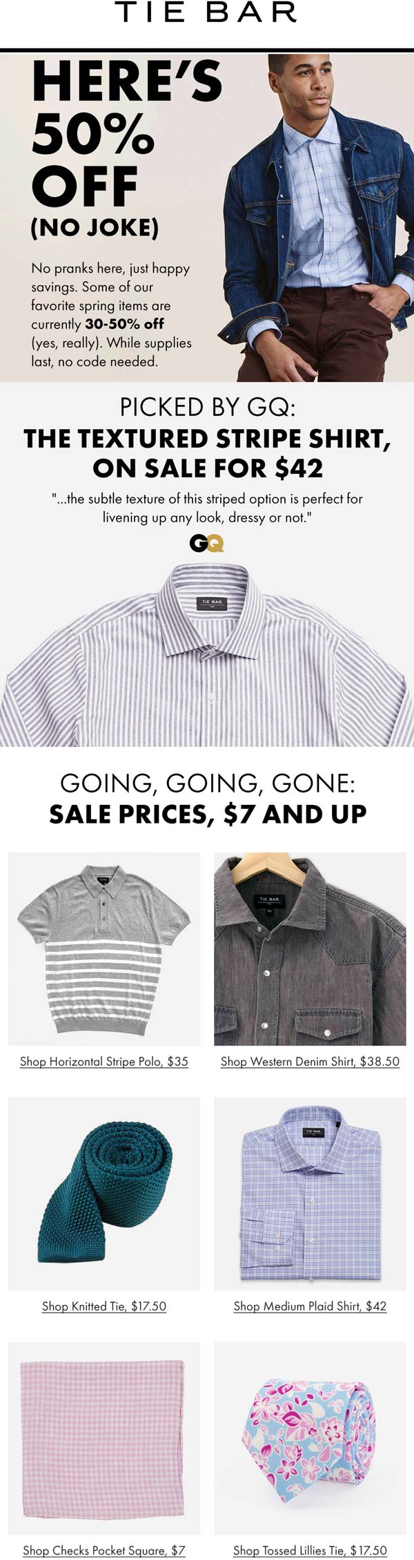 Tie Bar restaurants Coupon  30-50% off spring items today at Tie Bar #tiebar 