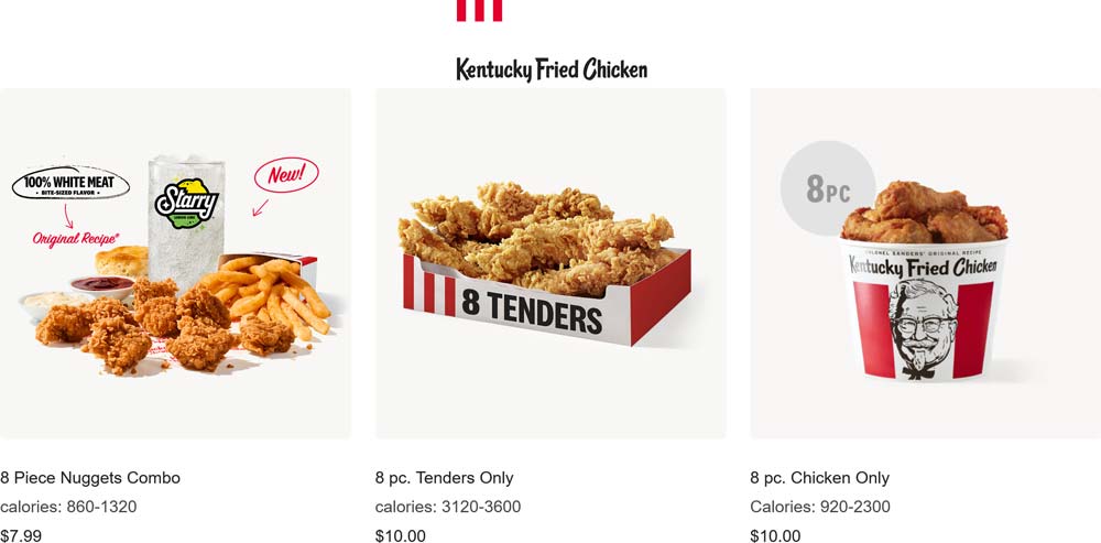 KFC restaurants Coupon  8pc chicken bucket = $10 at KFC #kfc 