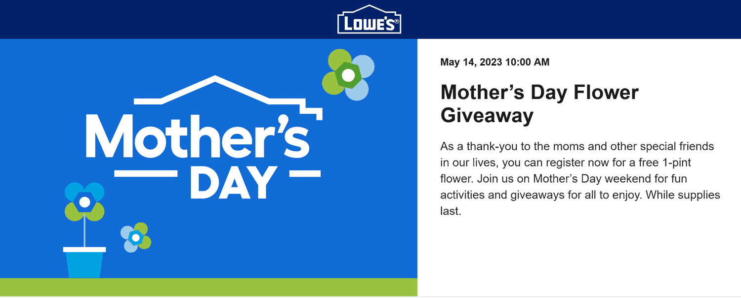Lowes stores Coupon  Mom gets a free plant for Mothers Day at Lowes #lowes 
