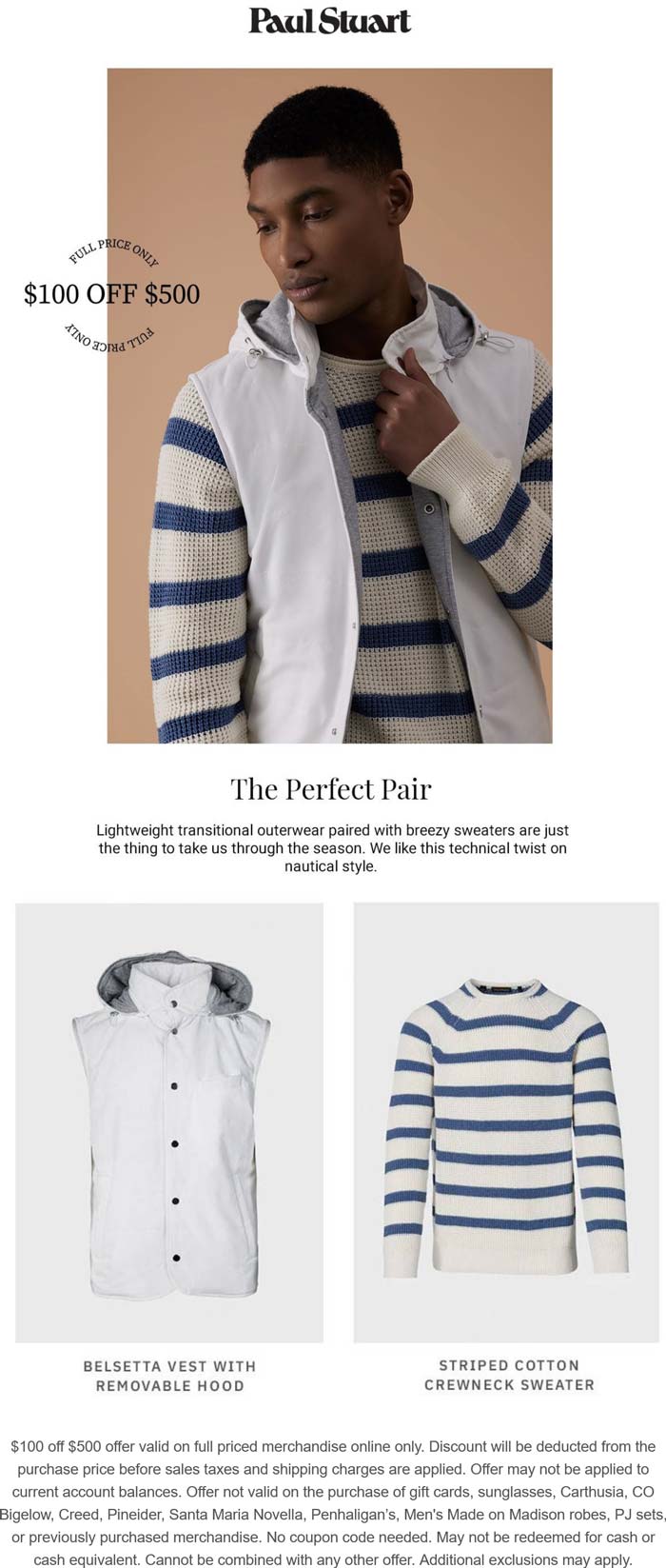 Paul Stuart stores Coupon  $100 off $500 online at Paul Stuart #paulstuart 