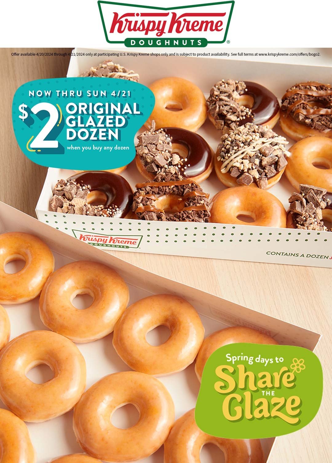 Krispy Kreme restaurants Coupon  Second dozen doughnuts for $2 at Krispy Kreme #krispykreme 