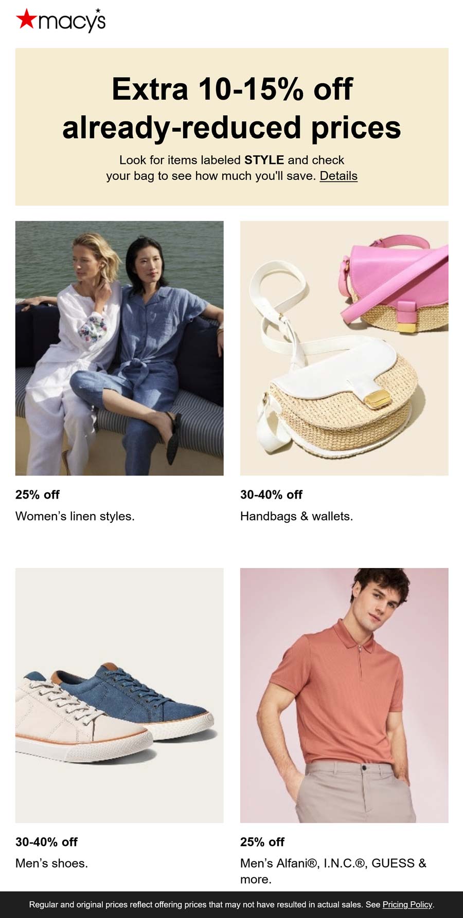 Macys stores Coupon  10-15% off sale items at Macys, or online via promo code STYLE #macys 
