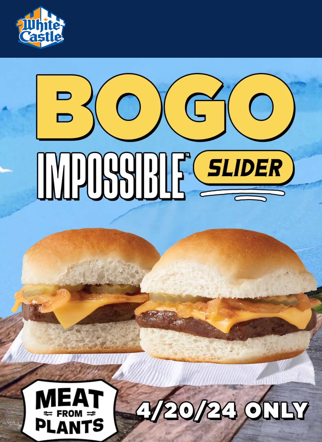 White Castle restaurants Coupon  Second impossible slider cheeseburger free today at White Castle #whitecastle 