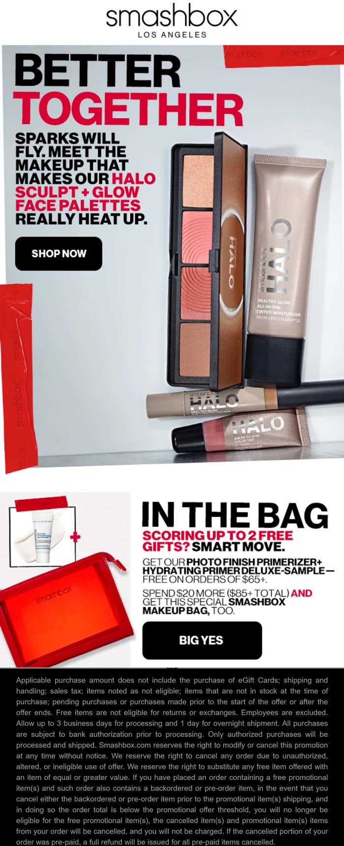 Smashbox stores Coupon  Free primer & makeup bag on $85+ at Smashbox cosmetics #smashbox 