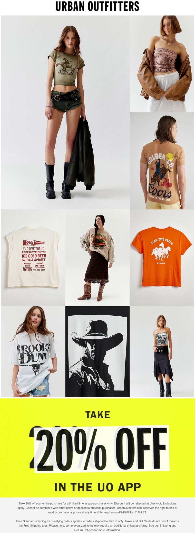Urban Outfitters stores Coupon  20% off via mobile at Urban Outfitters #urbanoutfitters 