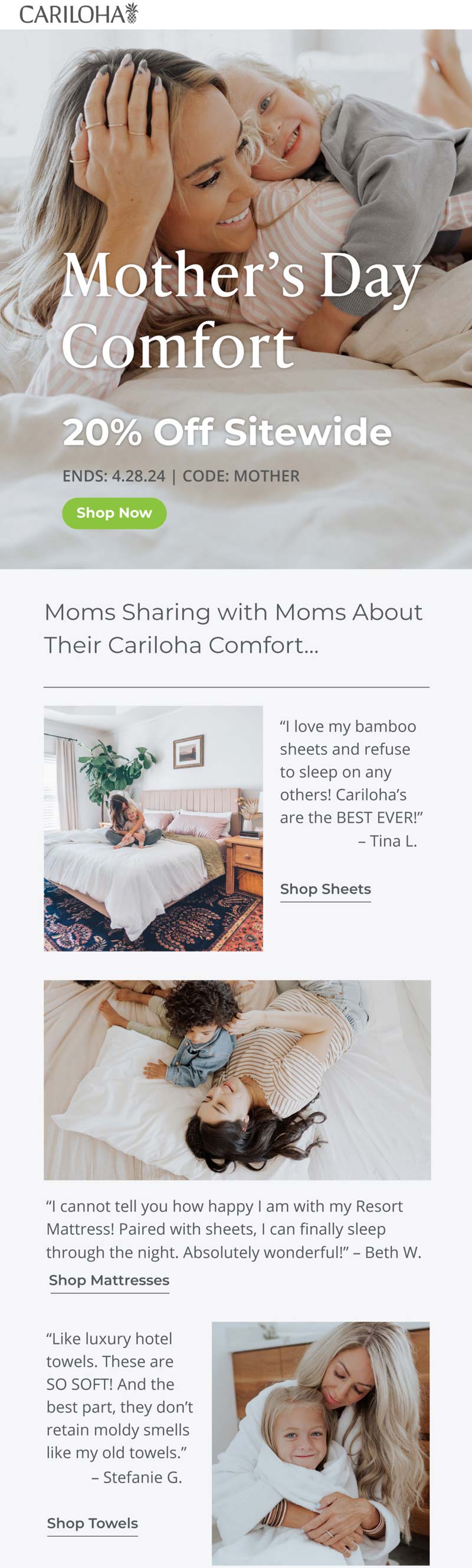 Cariloha stores Coupon  20% off everything online at Cariloha via promo code MOTHER #cariloha 