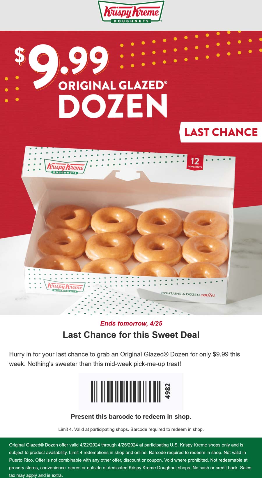 Krispy Kreme restaurants Coupon  $10 dozen today at Krispy Kreme doughnuts #krispykreme 