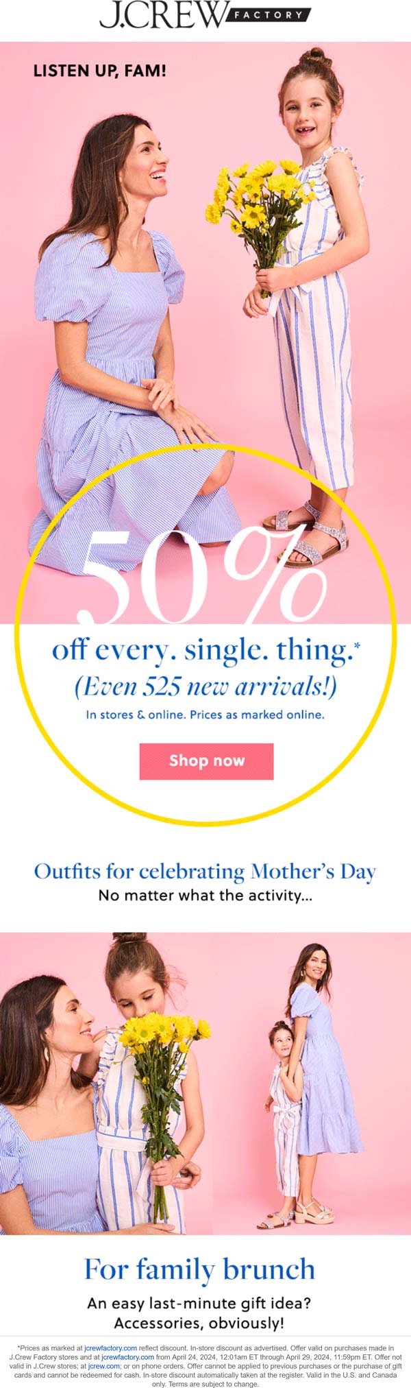 J.Crew Factory stores Coupon  50% off everything at J.Crew Factory, ditto online #jcrewfactory 