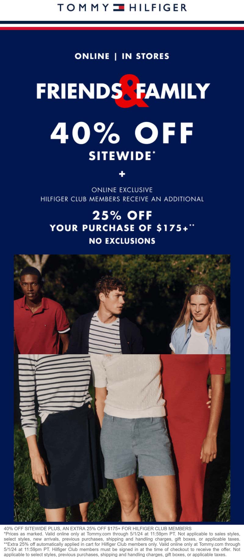 Tommy Hilfiger stores Coupon  40% off everything online & extra 25% off $175+ at Tommy Hilfiger #tommyhilfiger 