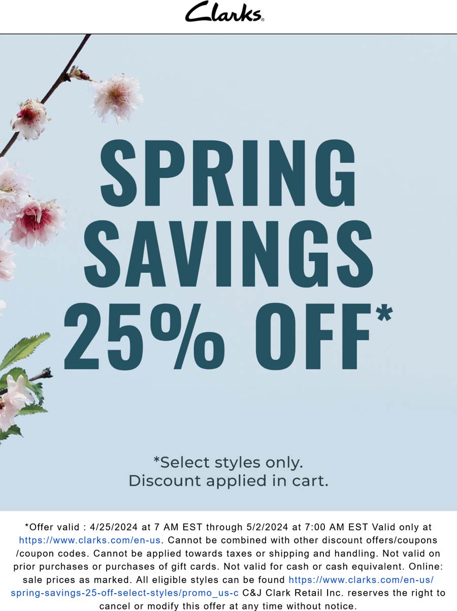 Clarks stores Coupon  25% off online at Clarks shoes #clarks 