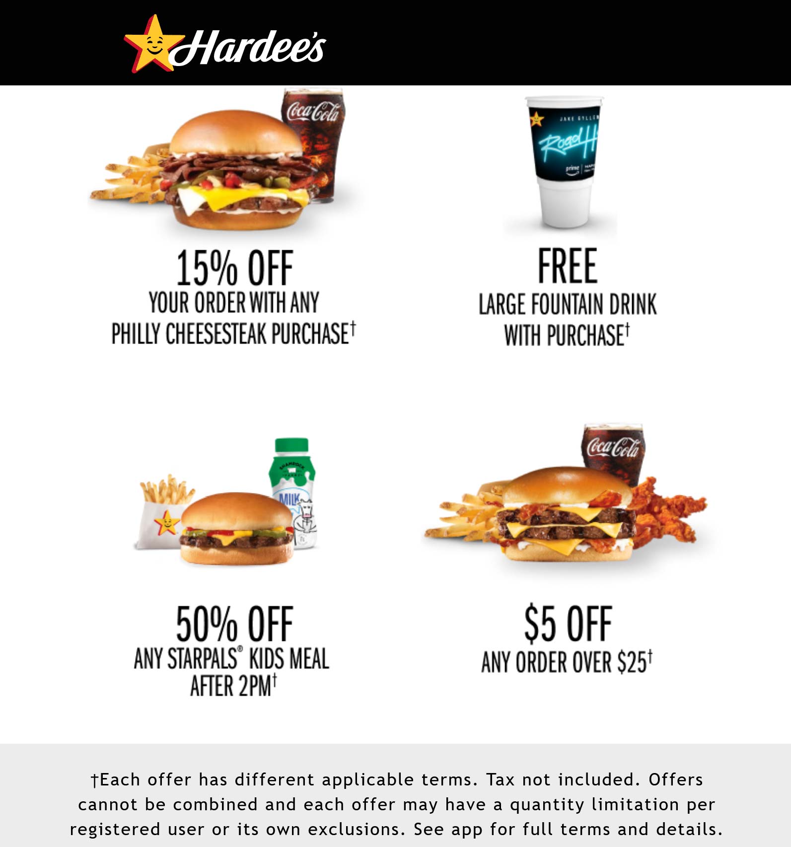 Hardees restaurants Coupon  $5 off $25 & more via mobile at Hardees restaurants #hardees 