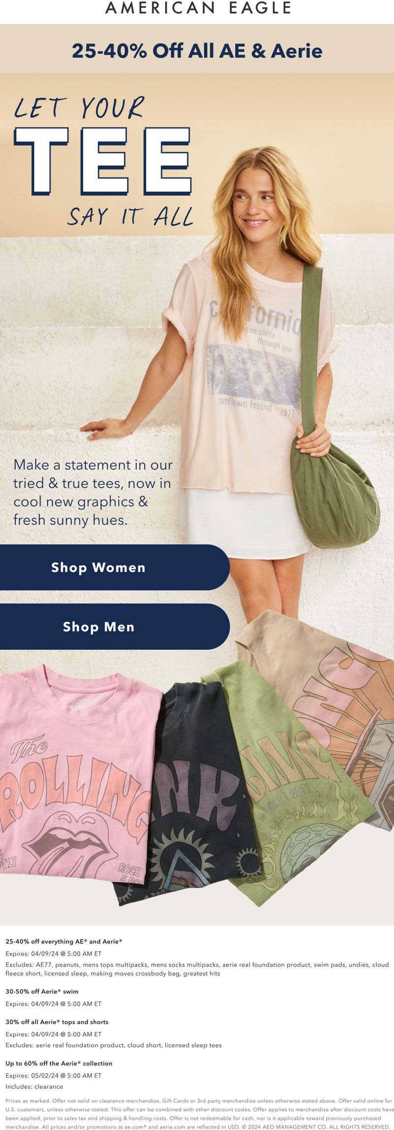 American Eagle stores Coupon  25-40% off all AE & Aerie at American Eagle #americaneagle 
