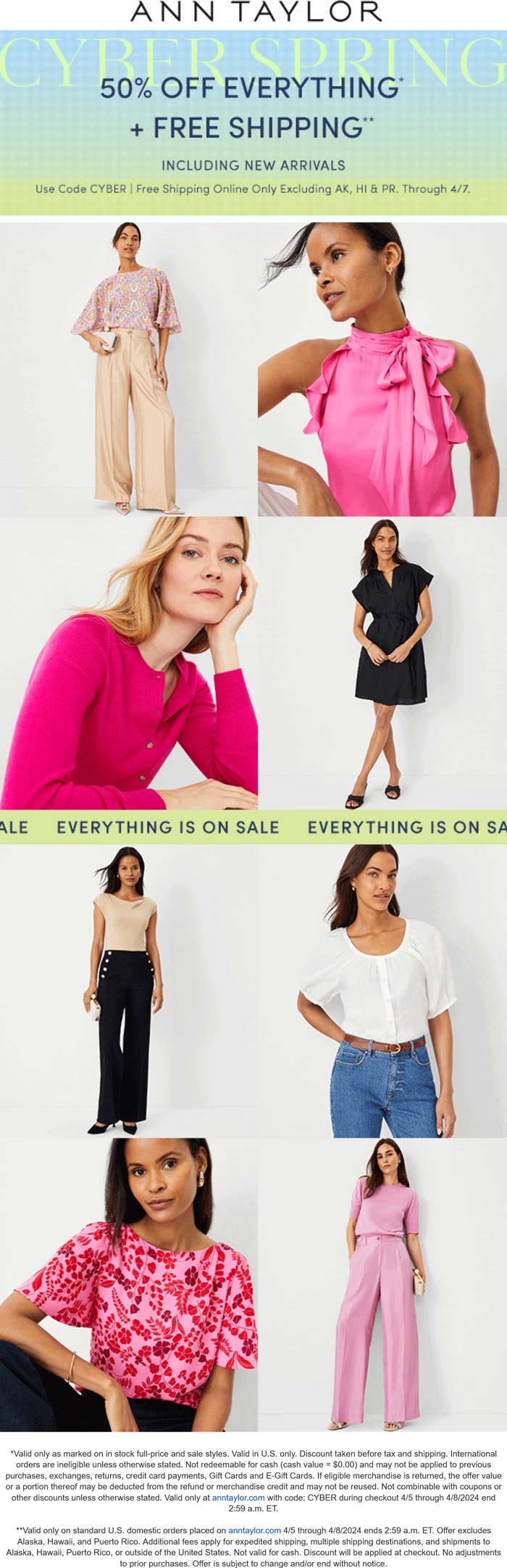 Ann Taylor stores Coupon  50% off everything online at Ann Taylor via promo code CYBER #anntaylor 