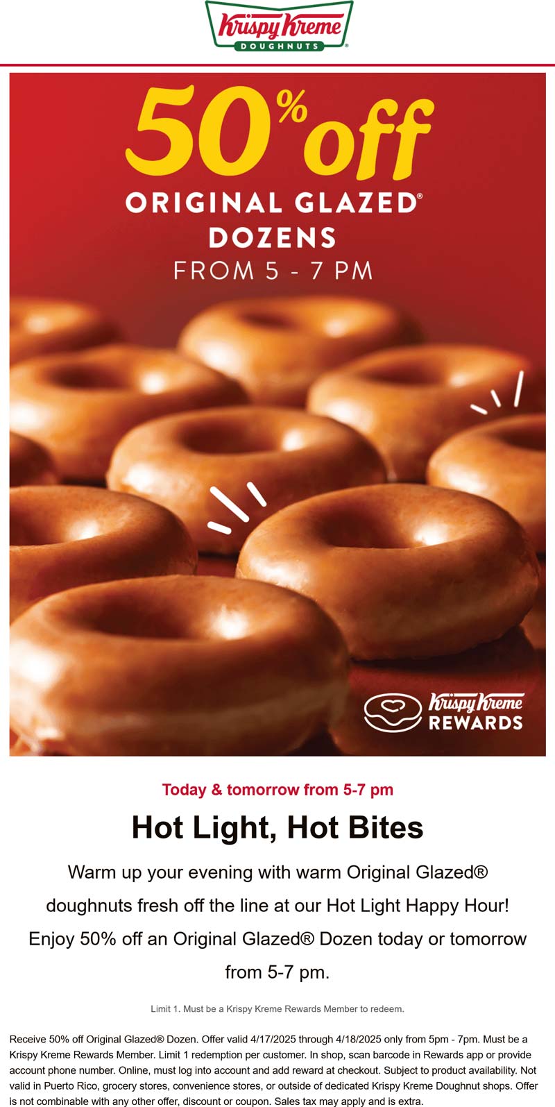 Krispy Kreme stores Coupon  50% off glazed dozens 5-7p at Krispy Kreme #krispykreme 